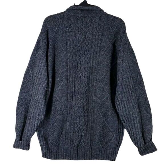 Jos A Bank Lambswool Knit Sweater Mens L Gray 1/4 Zip Pullover Mock Neck - Picture 7 of 10